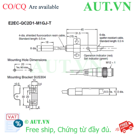 Ảnh của Cảm biến tiệm cận Omron E2EC-QC2D1-M1GJ-T 0.3M