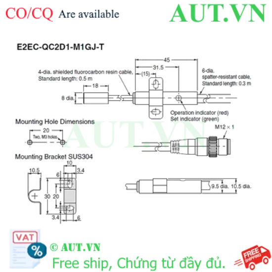 Ảnh của Cảm biến tiệm cận Omron E2EC-QC2D1-M1GJ-T 0.3M