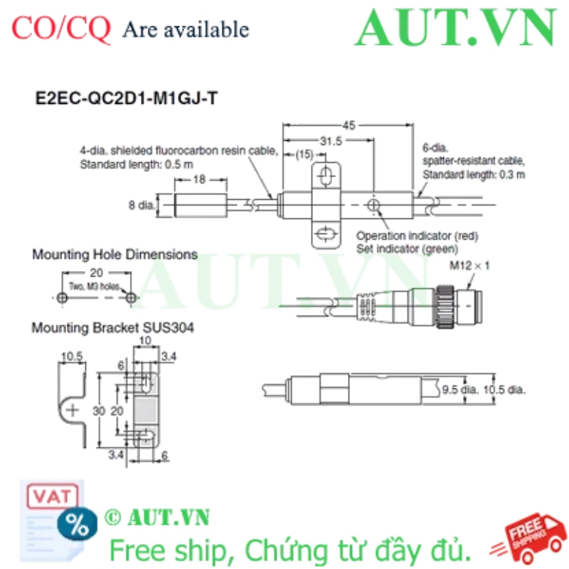 Ảnh của Cảm biến tiệm cận Omron E2EC-QC2D1-M1GJ-T 0.3M