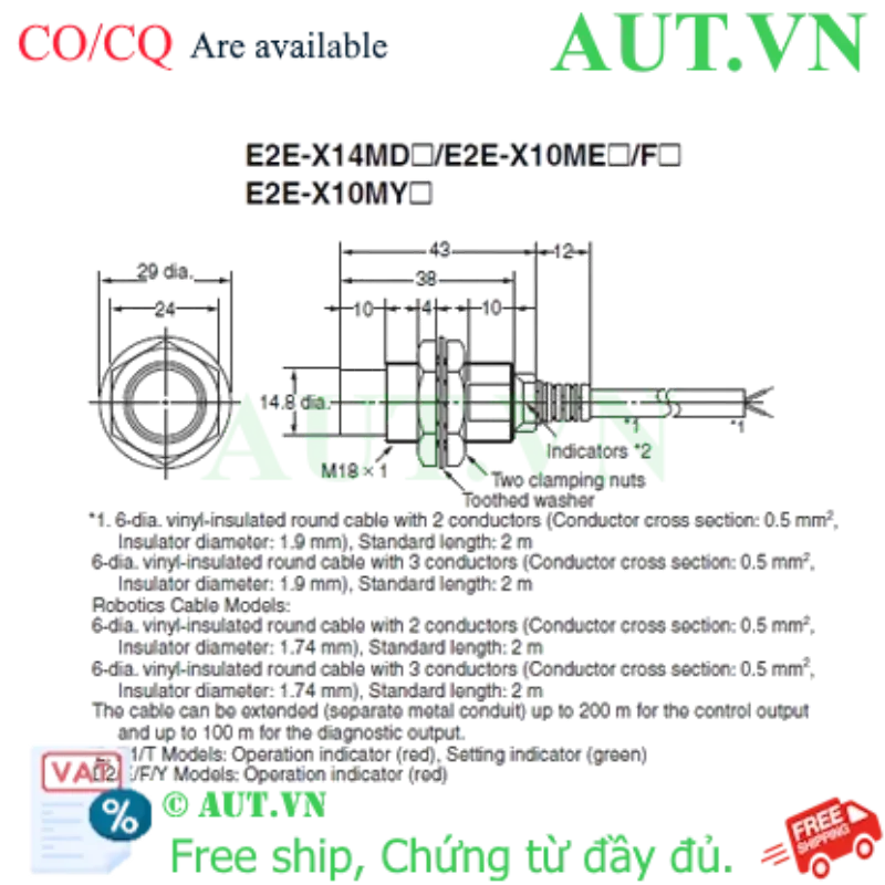 Ảnh của Cảm biến tiệm cận Omron E2E-X10MY15 5M