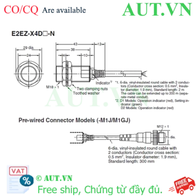 Ảnh của Cảm biến tiệm cận Omron E2EZ-X4D1-M1GJ 0.3M