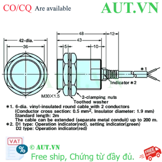 Ảnh của Cảm biến tiệm cận Omron E2EZ-X8D1-N 2M