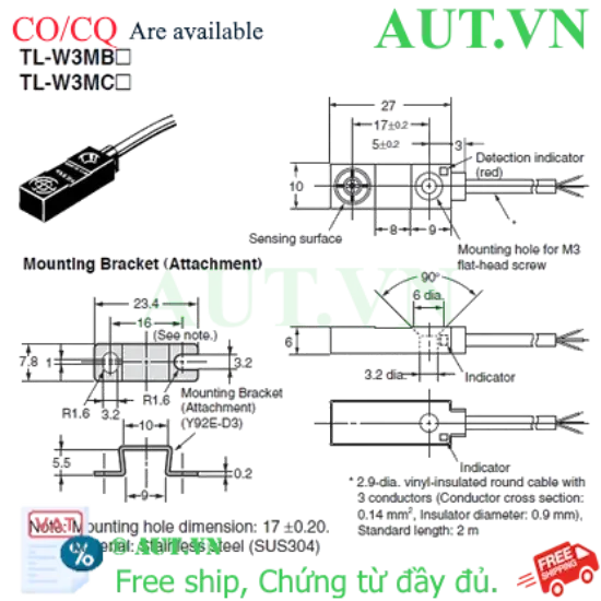 Ảnh của Cảm biến tiệm cận Omron TL-W3MB25 2M