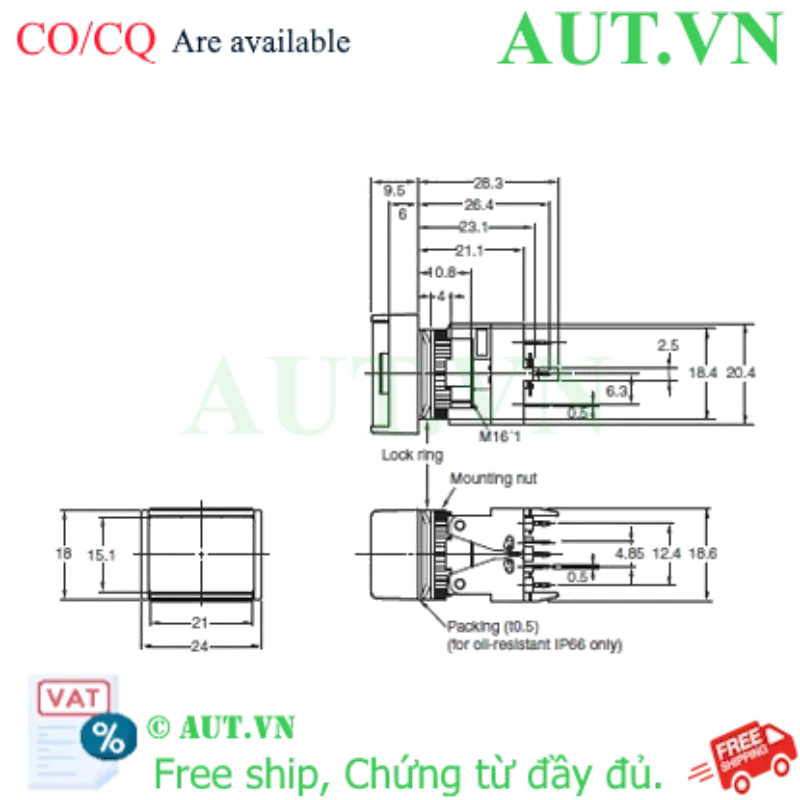 Ảnh của Công tắc nút nhấn Omron A165-JBM-2P