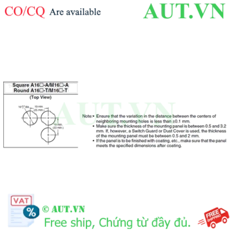 Ảnh của Công tắc nút nhấn Omron A165L-AGM-24D-2P