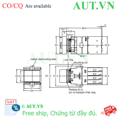 Ảnh của Công tắc nút nhấn Omron A165L-JAA-24D-2S