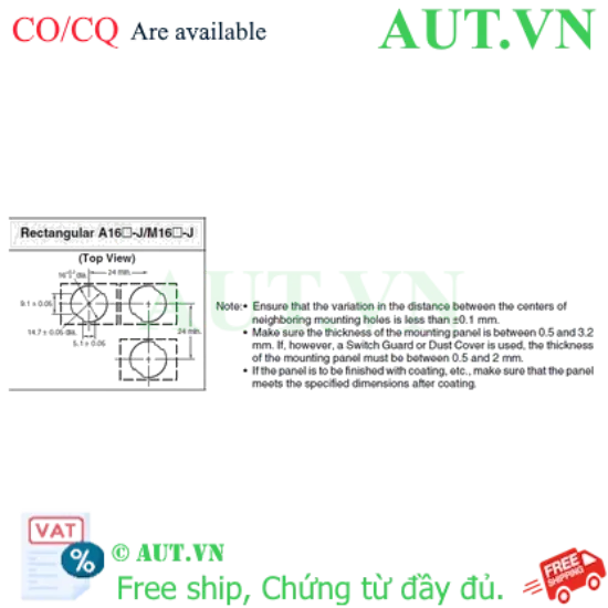 Ảnh của Công tắc nút nhấn Omron A165L-JYM-5D-1P