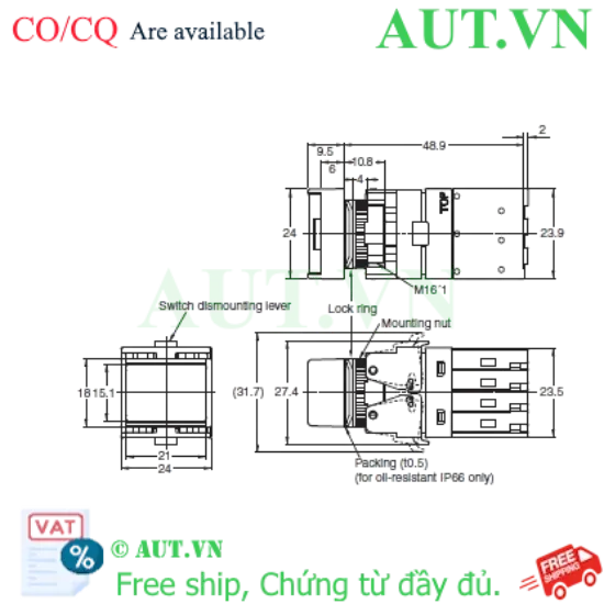 Ảnh của Công tắc nút nhấn Omron A16L-JYM-T1-2S