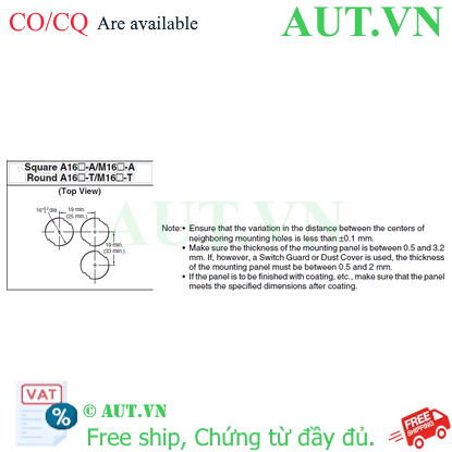 Ảnh của Công tắc nút nhấn Omron A16L-TWM-12D-1P