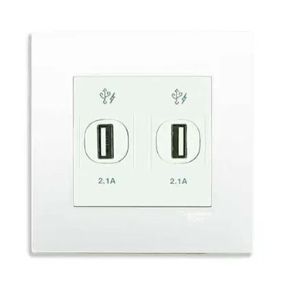 Ảnh của Ổ cắm sạc USB đôi 2.1A Schneider KB32USB_WE_G19