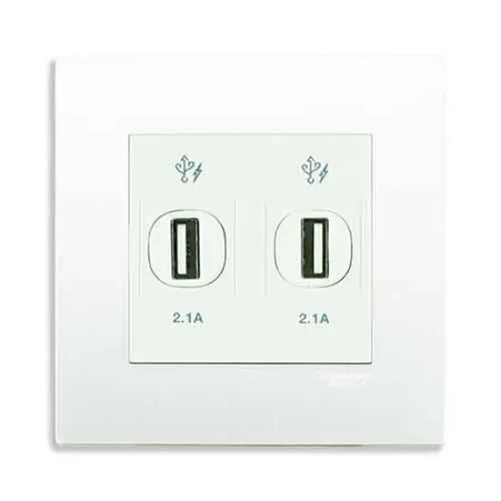 Ảnh của Ổ cắm sạc USB đôi 2.1A Schneider KB32USB_WE_G19