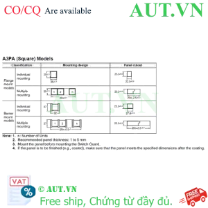 Ảnh của Công tắc nút nhấn Omron A3PA-90A11-12ER