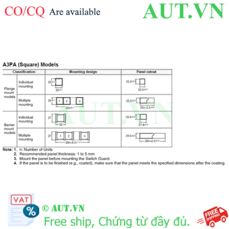 Ảnh của Công tắc nút nhấn Omron A3PA-90A12-12ER