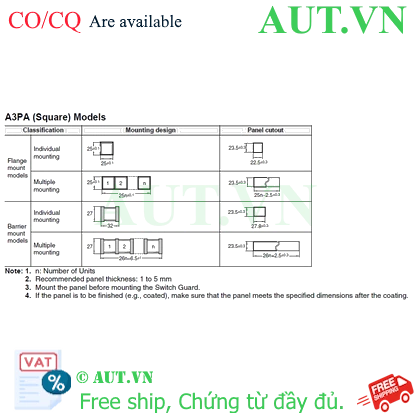 Ảnh của Công tắc nút nhấn Omron A3PA-90B11-12EO