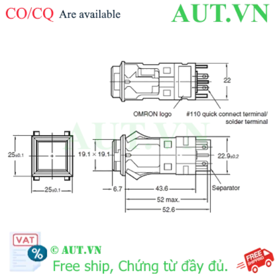 Ảnh của Công tắc nút nhấn Omron A3PA-90C11-12EW