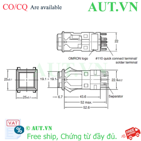 Ảnh của Công tắc nút nhấn Omron A3PA-90C11-24EW