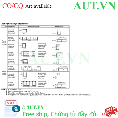 Ảnh của Công tắc nút nhấn Omron A3PJ-90B11-12EW