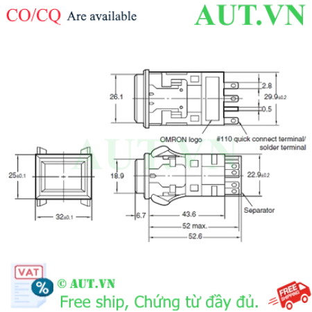 Ảnh của Công tắc nút nhấn Omron A3PJ-90C12-12EG