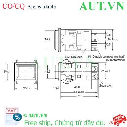 Ảnh của Công tắc nút nhấn Omron A3PJ-90D11-24EW