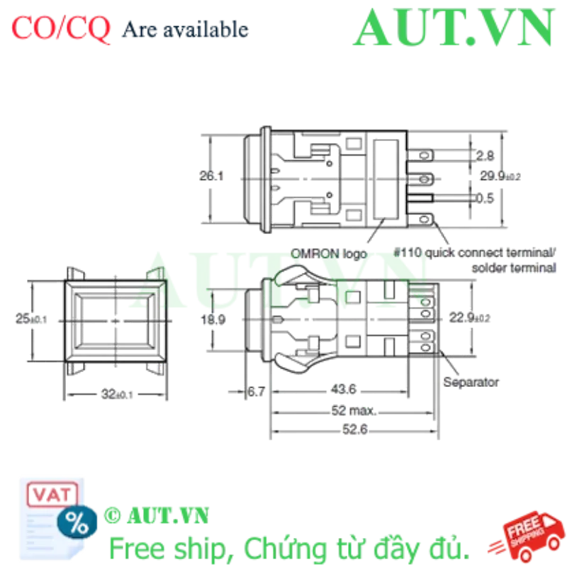 Ảnh của Công tắc nút nhấn Omron A3PJ-90D12-12EW