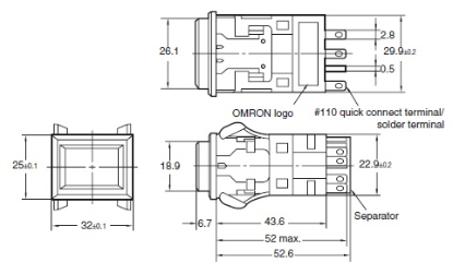 Ảnh của Công tắc nút nhấn Omron A3PJ-90G12-24EG