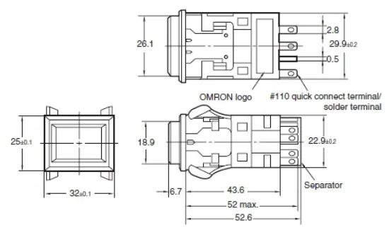 Ảnh của Công tắc nút nhấn Omron A3PJ-90G12-24EG