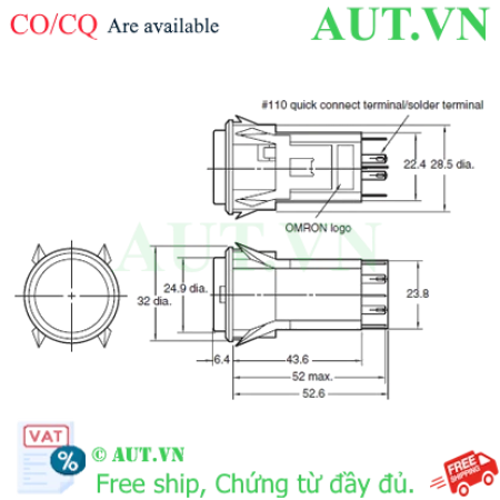 Ảnh của Công tắc nút nhấn Omron A3PT-90C12-24CG