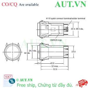 Ảnh của Công tắc nút nhấn Omron A3PT-90C12-24CO