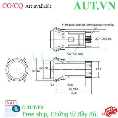 Ảnh của Công tắc nút nhấn Omron A3PT-90D12-24CG