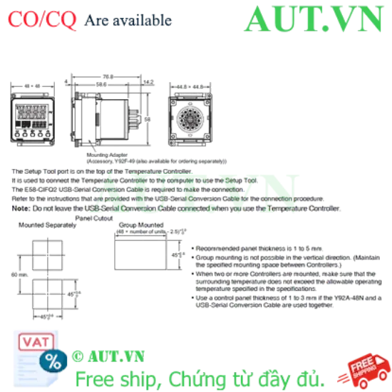 Ảnh của Đồng hồ nhiệt Omron E5CC-QX2AUM-000