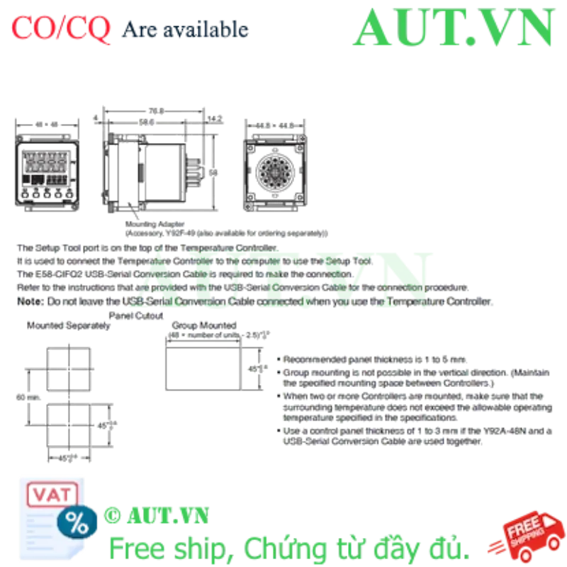 Ảnh của Đồng hồ nhiệt Omron E5CC-RW0DUM-000