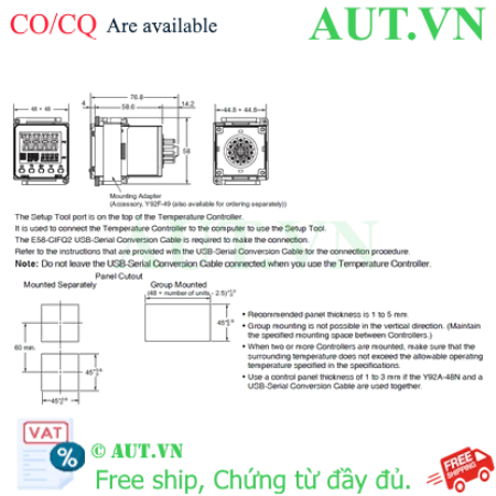 Ảnh của Đồng hồ nhiệt Omron E5CC-RW2AUM-000