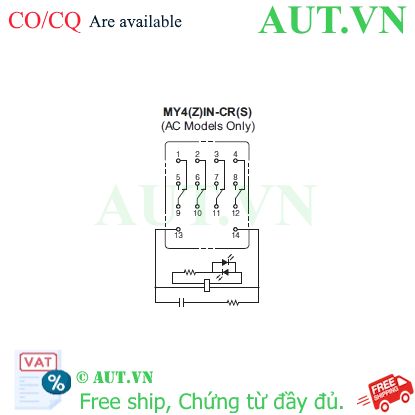 Ảnh của Rơ le trung gian Omron MY4IN-CR AC100/110 (S)