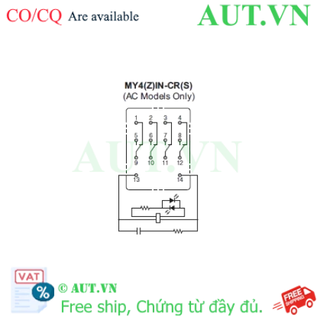 Ảnh của Rơ le trung gian Omron MY4IN-CR AC100/110 (S)