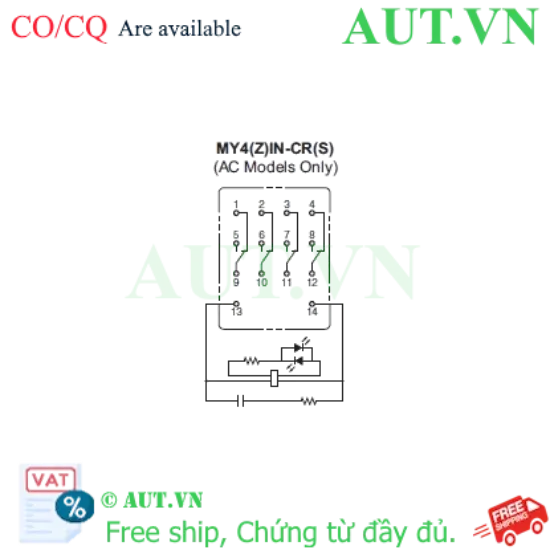 Ảnh của Rơ le trung gian Omron MY4IN-CR AC100/110 (S)