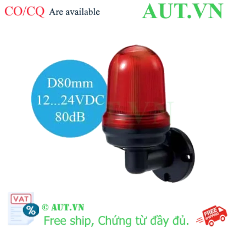 Ảnh của Đèn Cảnh Báo Qlight Q80LW-BZ | LED Đỏ Siêu Sáng, Còi 80dB, IP65