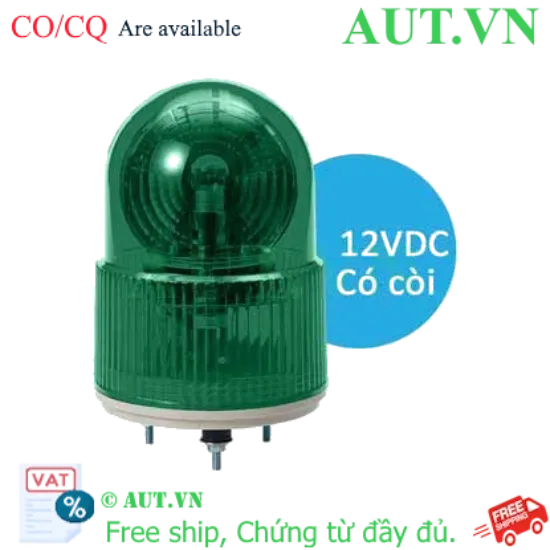 Ảnh của Đèn Tín Hiệu Cảnh Báo Qlight S100RLR-BZ-12-G | Đèn Xoay LED Xanh, Còi Báo 90dB, Điện 12V