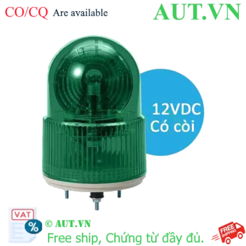 Ảnh của Đèn Tín Hiệu Cảnh Báo Qlight S100RLR-BZ-12-G | Xoay LED Xanh, Còi 90dB, 12VDC