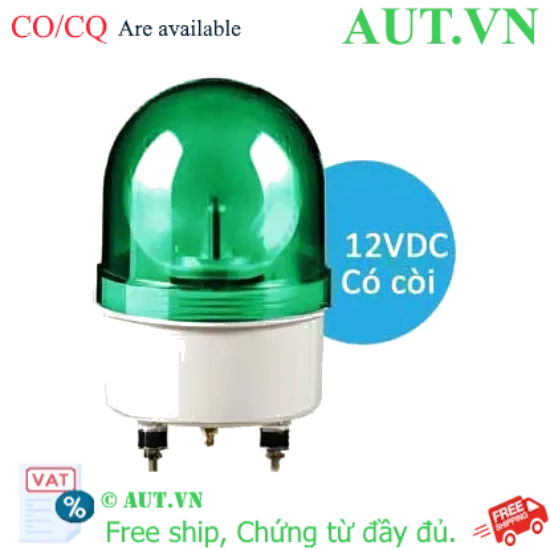 Ảnh của Đèn Cảnh Báo Qlight S100DR-BZ-12-G | Đèn Xoay LED Xanh, Còi 90dB, 12VDC Chính Hãng