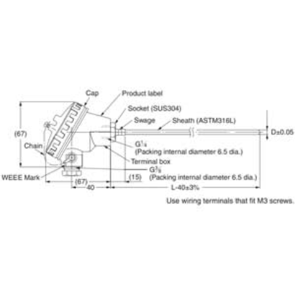 Ảnh của Cảm biến nhiệt độ, độ ẩm Omron E52-IC75C-N D=6.4