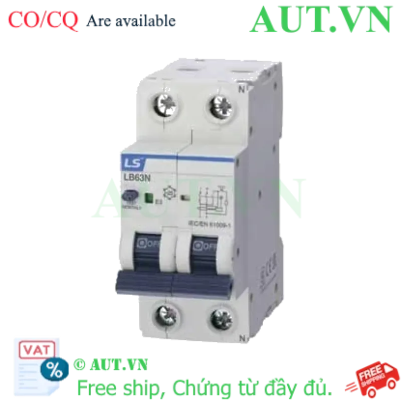 Ảnh của Aptomat chống giật dòng ngắn mạch 6kA LS LB63N 1P+N C32 30mA AC-TYPE 