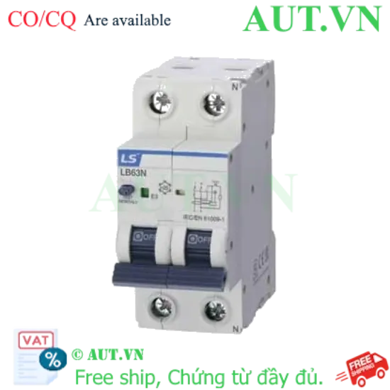 Ảnh của Aptomat chống giật dòng ngắn mạch 6kA LS LB63N 1P+N C10 30mA AC-TYPE 