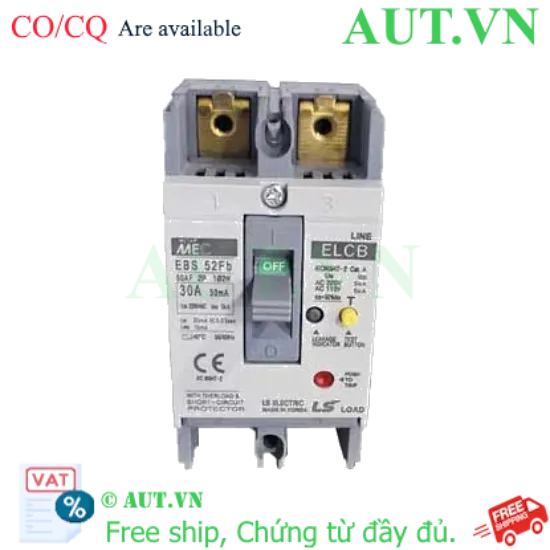 Ảnh của Aptomat khối chống giật 2 cực LS EBS52Fb 50A 30mA .