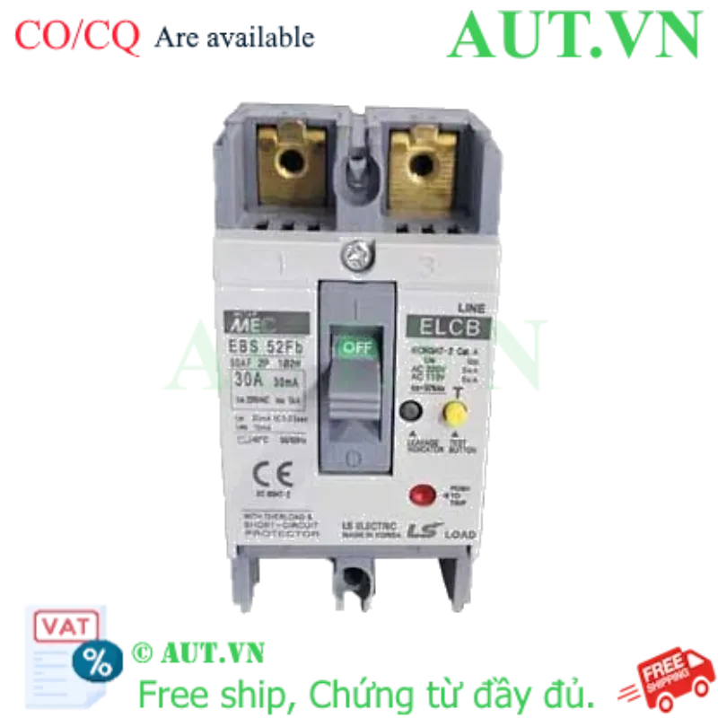 Ảnh của Aptomat khối chống giật 2 cực LS EBS52Fb 50A 30mA .