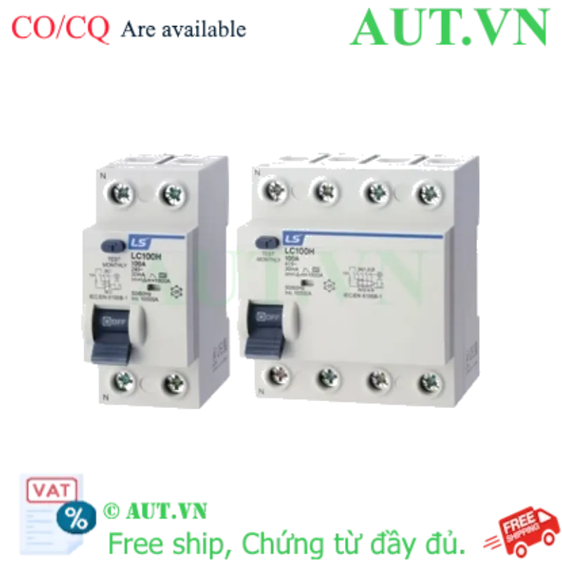 Ảnh của Aptomat chống giật dòng ngắn mạch 10kA LS LC100H 3P+N 100A 30mA AC-TYPE 