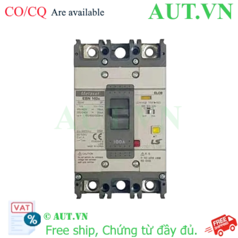 Ảnh của Aptomat chống giật 2 cực LS EBN102c 100A 100/300/500mA .