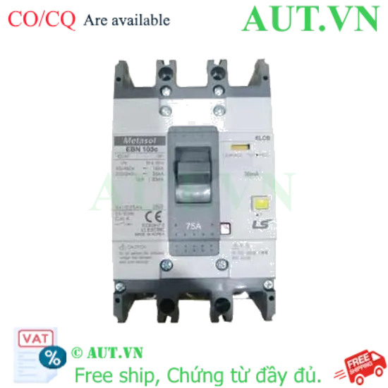 Ảnh của EBN103c 75A 30mA Aptomat khối chống giật 3 pha (ELCB) LS