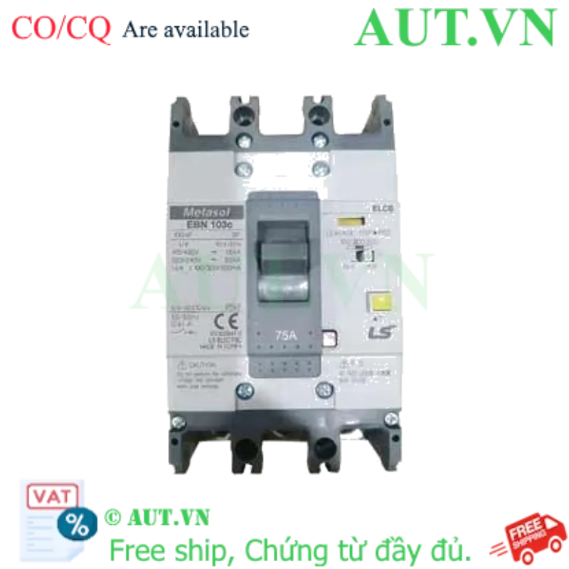 Ảnh của Aptomat chống giật 3 pha LS EBN103c 75A 100/300/500mA .