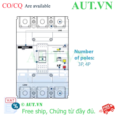 Ảnh của Aptomat khối chống giật 3 pha (ELCB) LS EBH103c-100-1A1s .