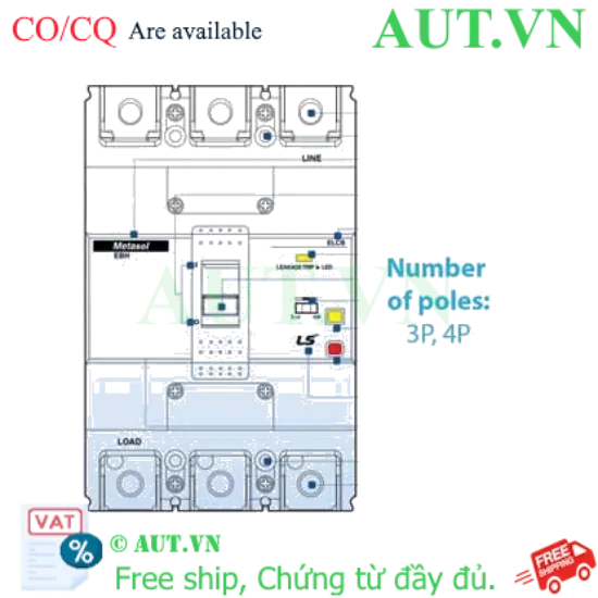 Ảnh của Aptomat khối chống giật 3 pha (ELCB) LS EBH103c-100-30 .